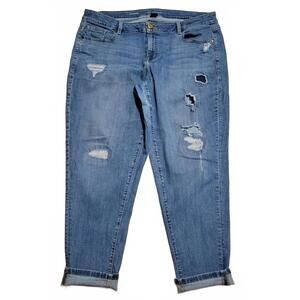 Lane Bryant Medium Wash Distressed Boyfriend Jeans Size 18R